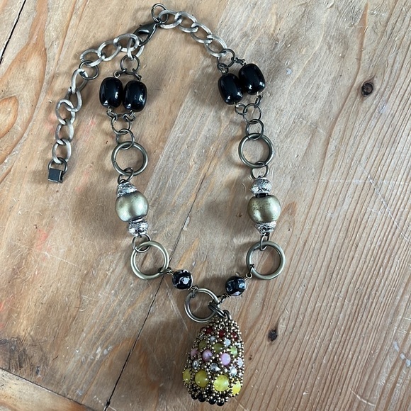 20” Pam Hiran Anthropologie Chunky Boho Teardrop Beaded Pendant Necklace - Picture 10 of 15